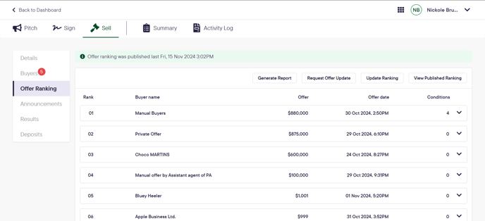 2024_Realtair_Sell_Offer ranking page in sell tab
