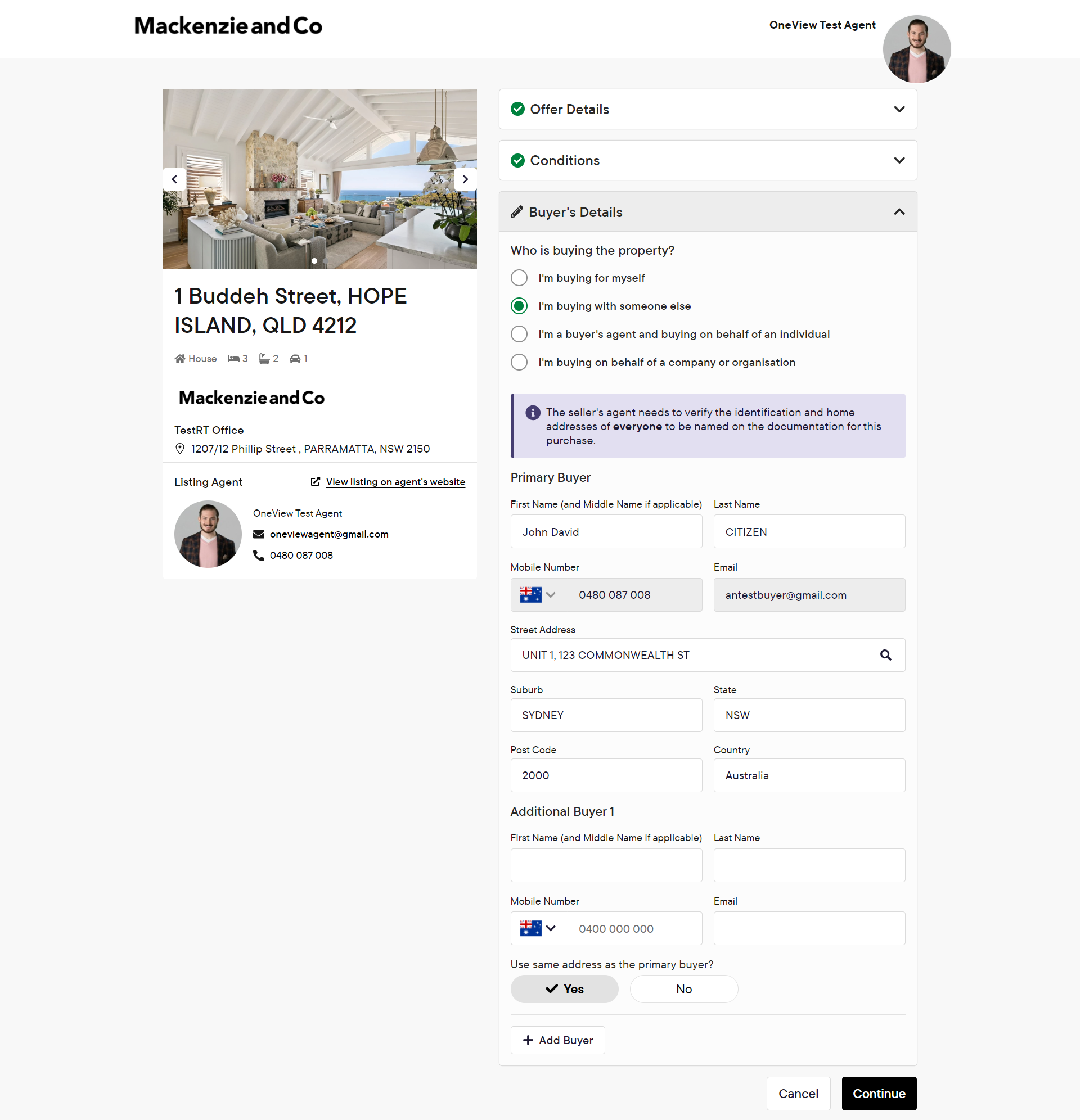 Make an Offer - Buyer