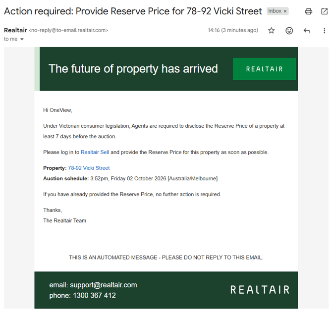 sell_add a reserve price-automated email